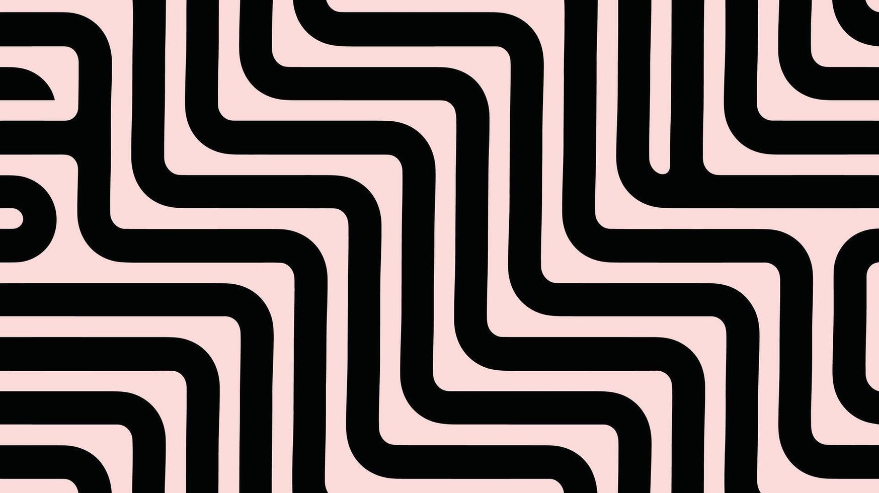 Black Wavy Lines Geometric Pattern on Light Pink Background vector