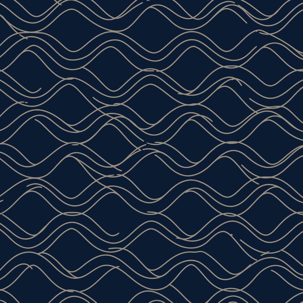 Seamless Abstract Wave Pattern with Hand-Drawn Lines on Dark Background vector
