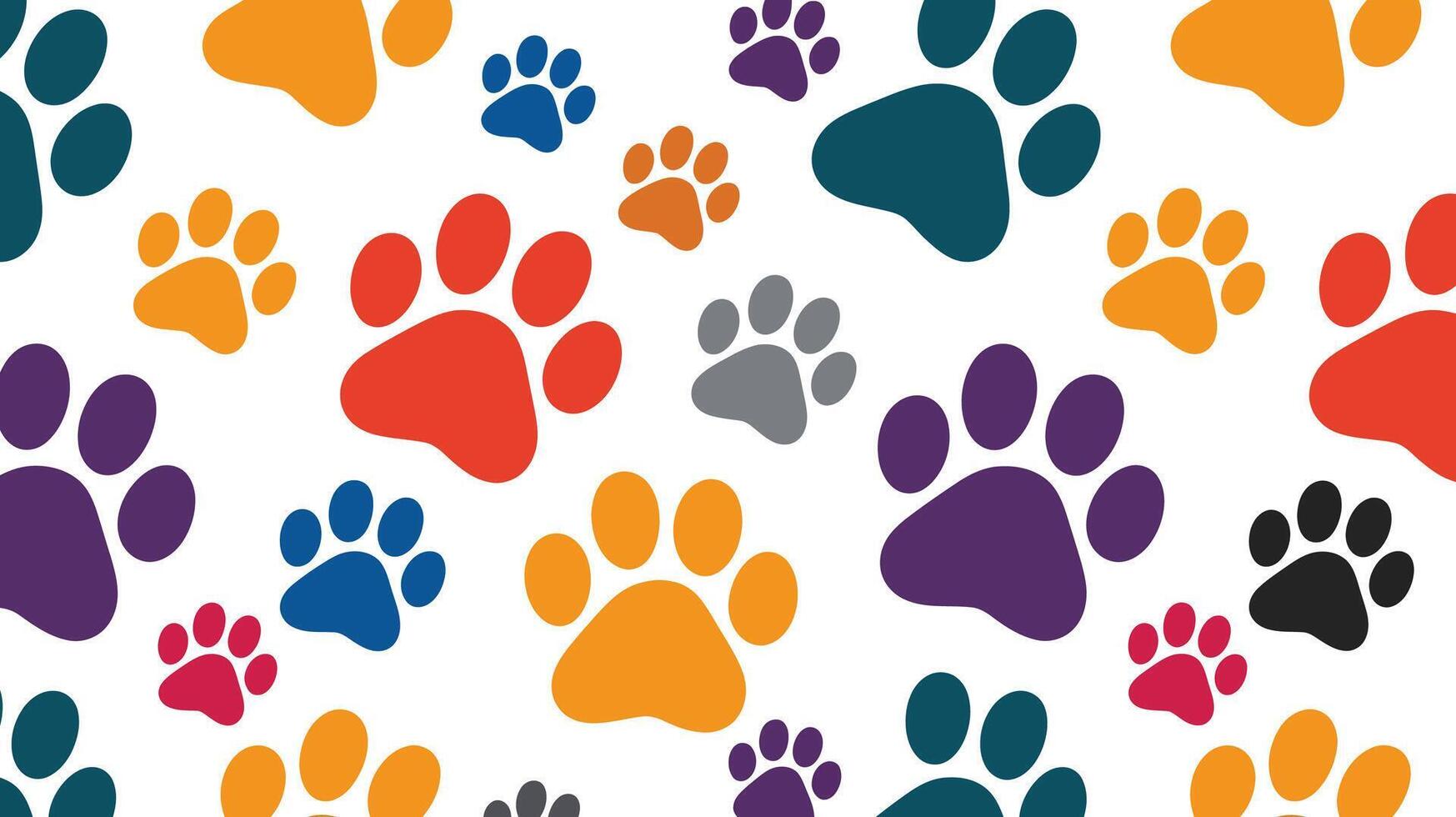 Colorful Paw Prints Seamless Pattern vector