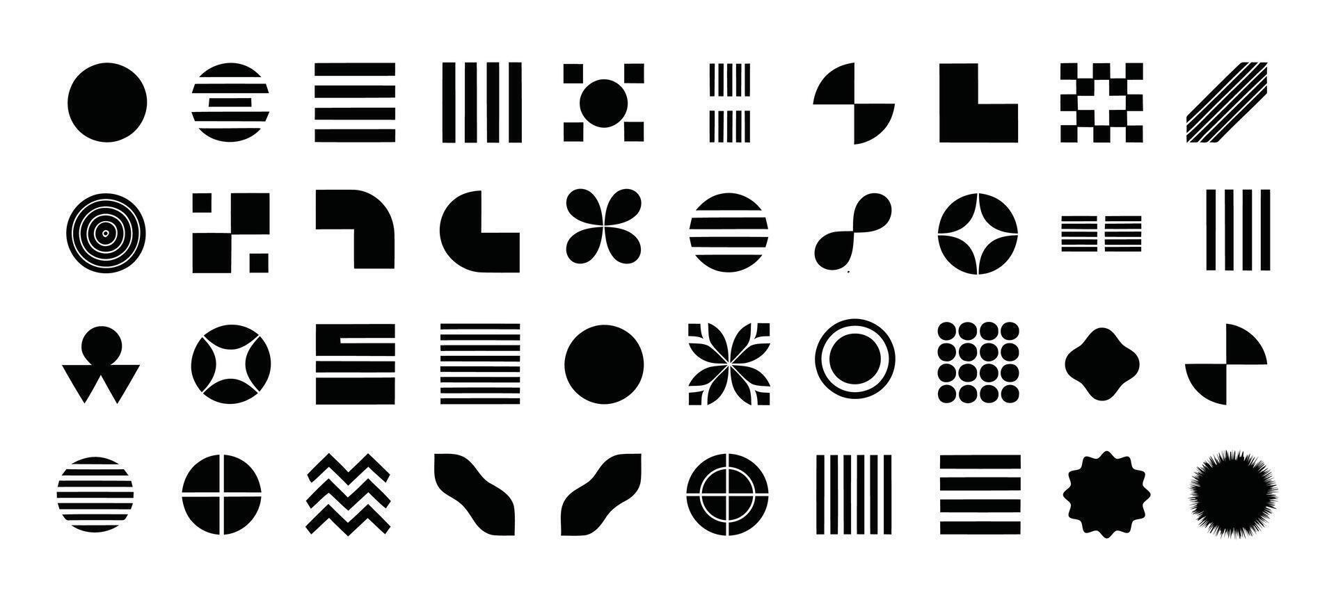 Abstract Black and White Geometric Shapes Collection vector