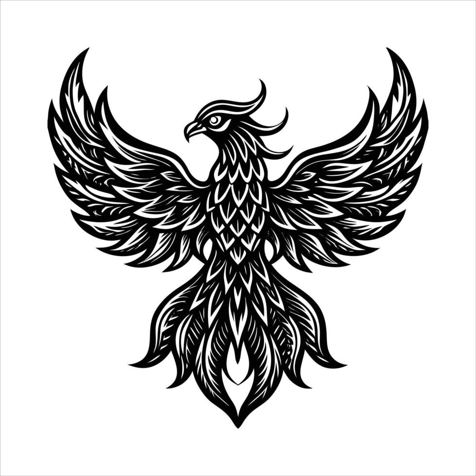 Silver Metallic Phoenix vector