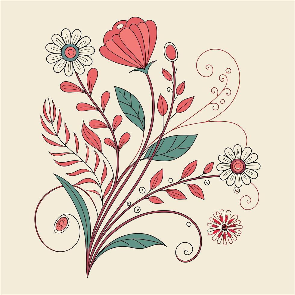 Boho Flowers Design vector