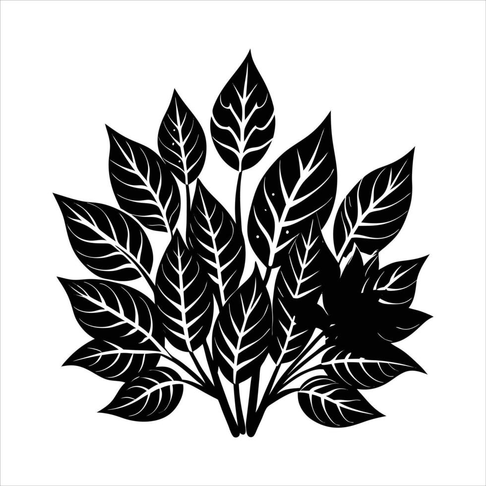 Black walnut leaf silhouette vector