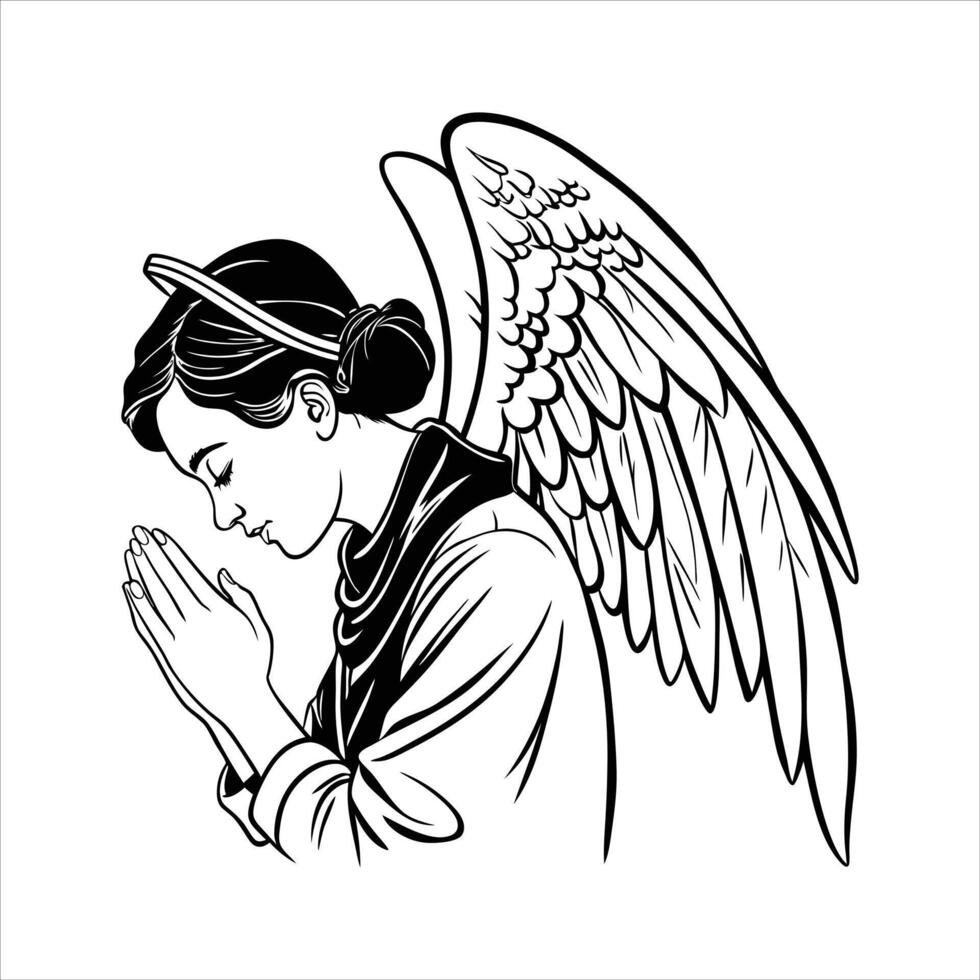 Praying Hands with Angel Wings vector