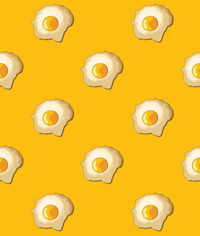 Fried egg pattern with yellow background. Creative concept vector