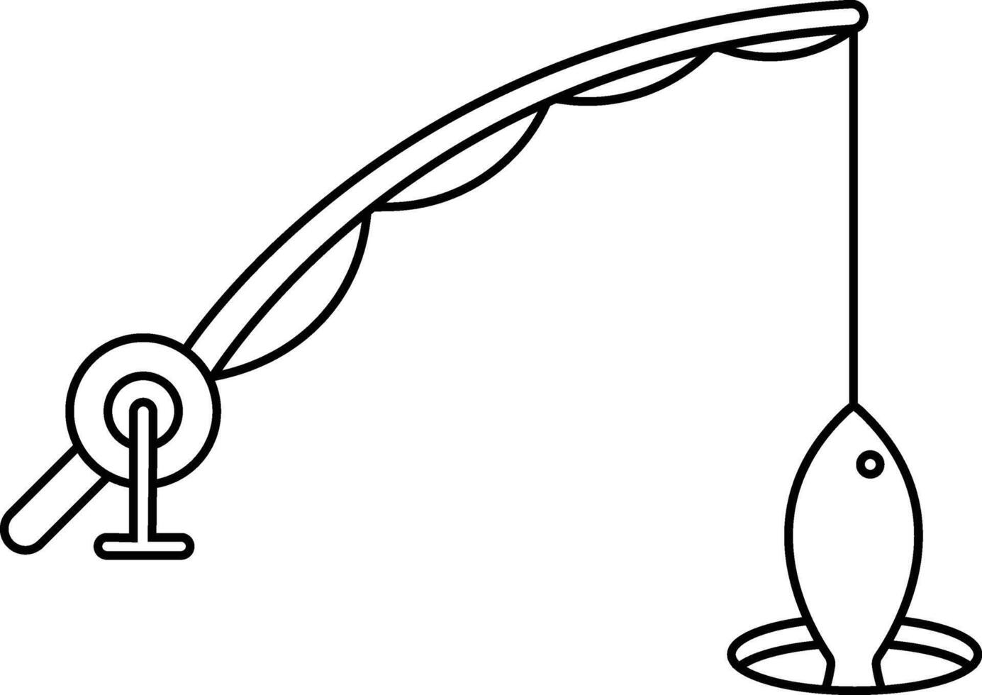 Ice Fishing Outline Icon Illustration vector