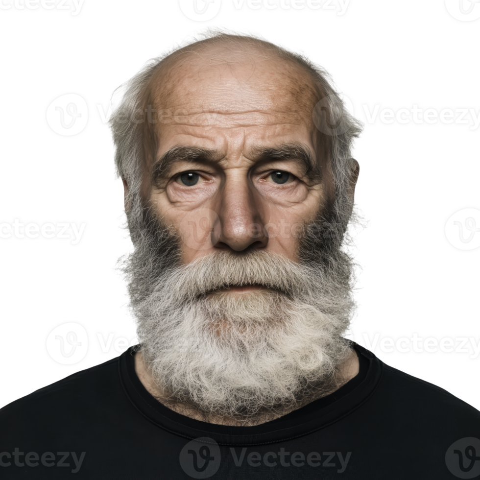 An old man with a beard and white hair png