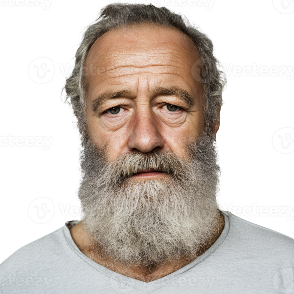An older man with a beard and a white shirt png