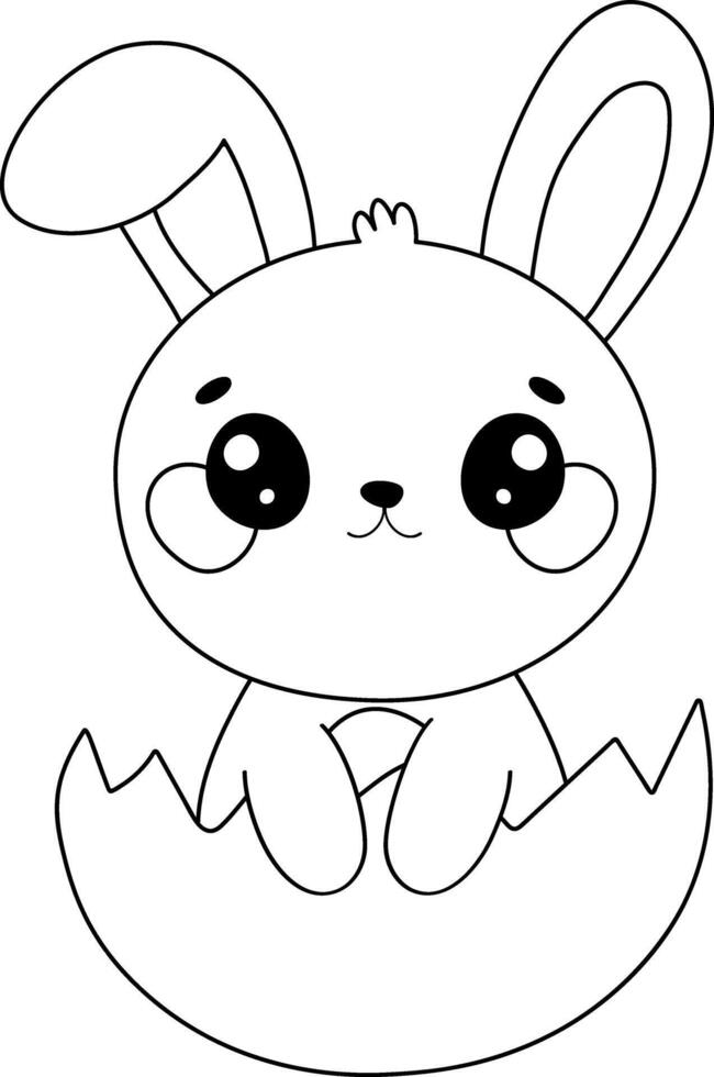 Baby bunny or rabbit hatching from egg - adorable Easter illustration vector
