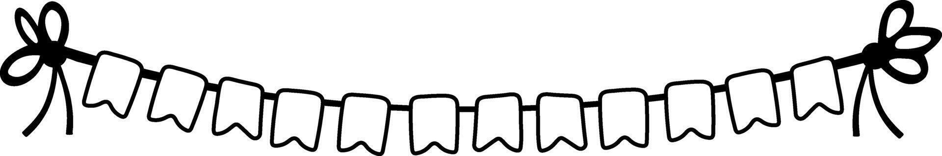 Flag garland birthday party - outline bunting vector