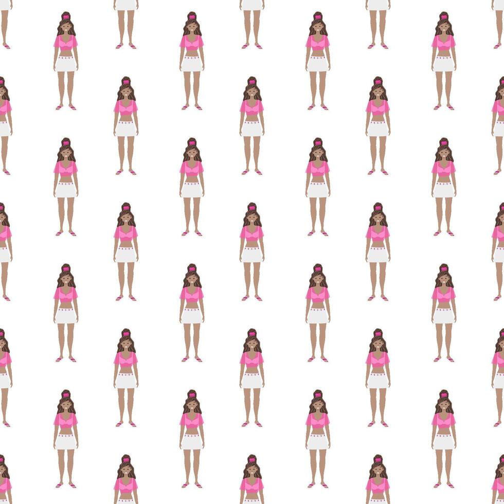Repetitive pattern of a person in pink and white vector