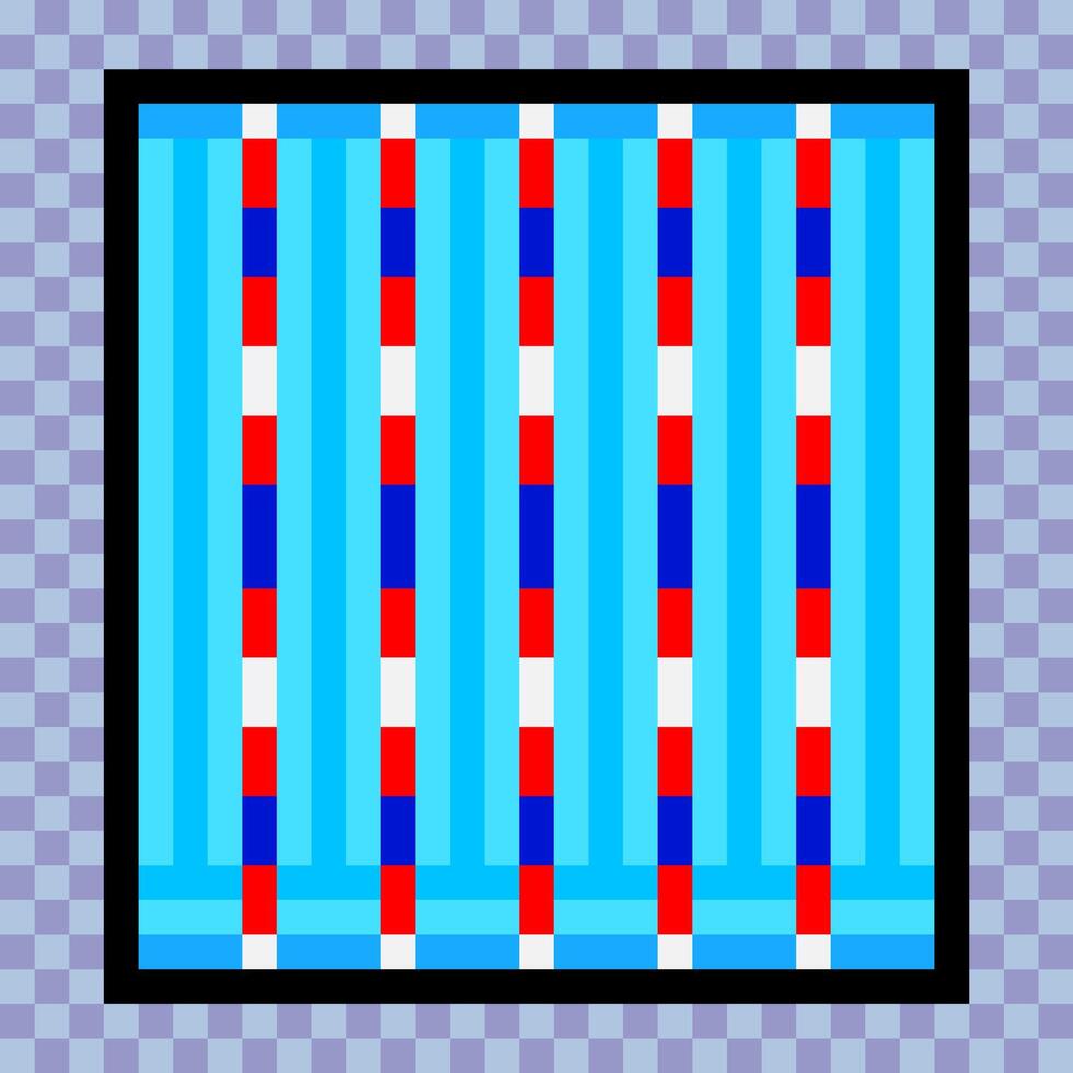 Swimming pool top view in pixel art style vector