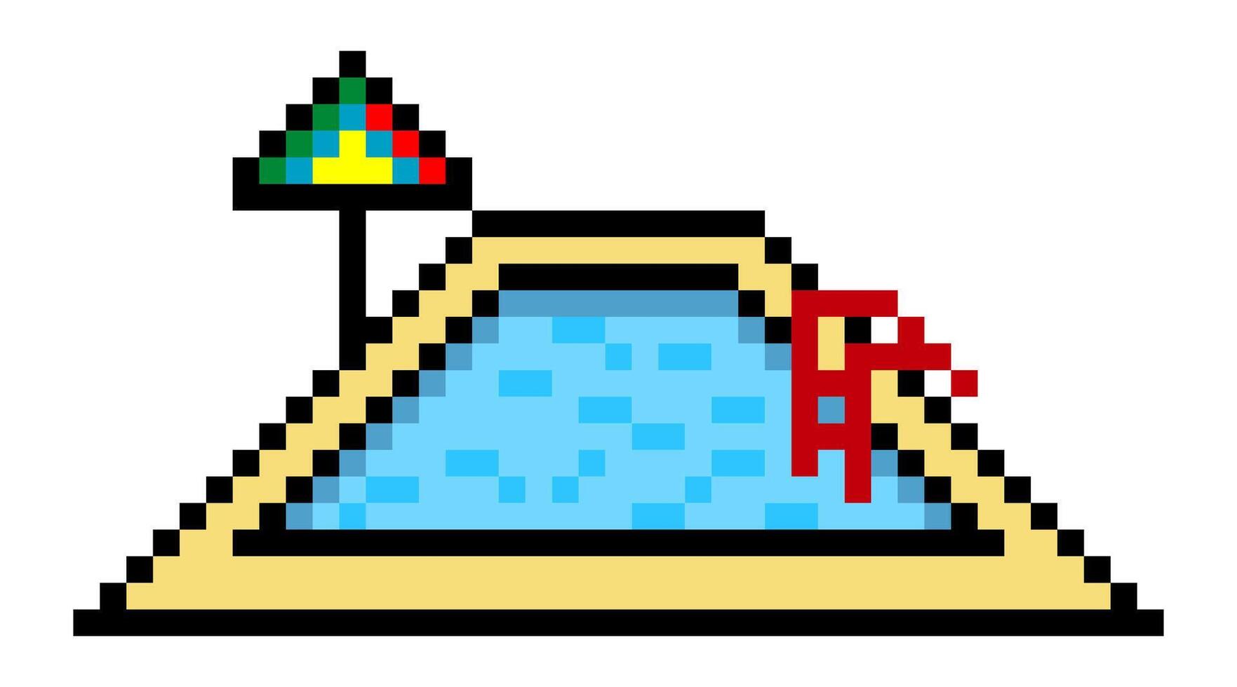 Swimming pool with pixel art style vector