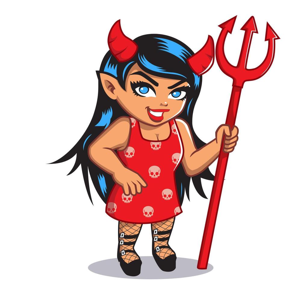 Playful Devil Girl Cartoon Character vector