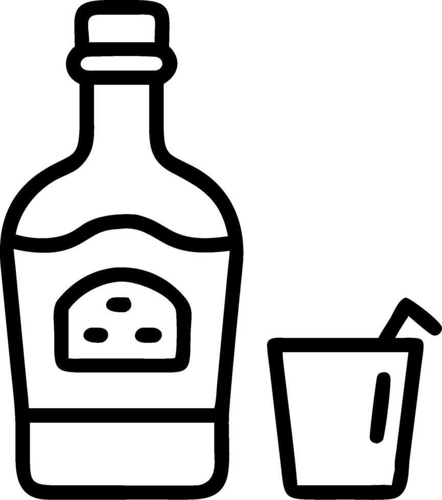 A bottle of liquor and a glass of water vector