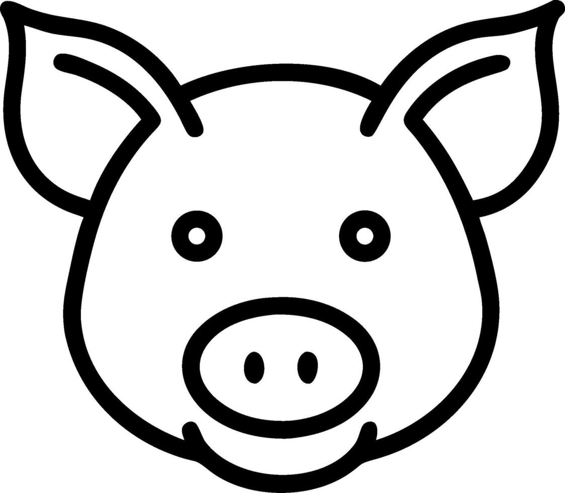 A pig head outline on a white background vector