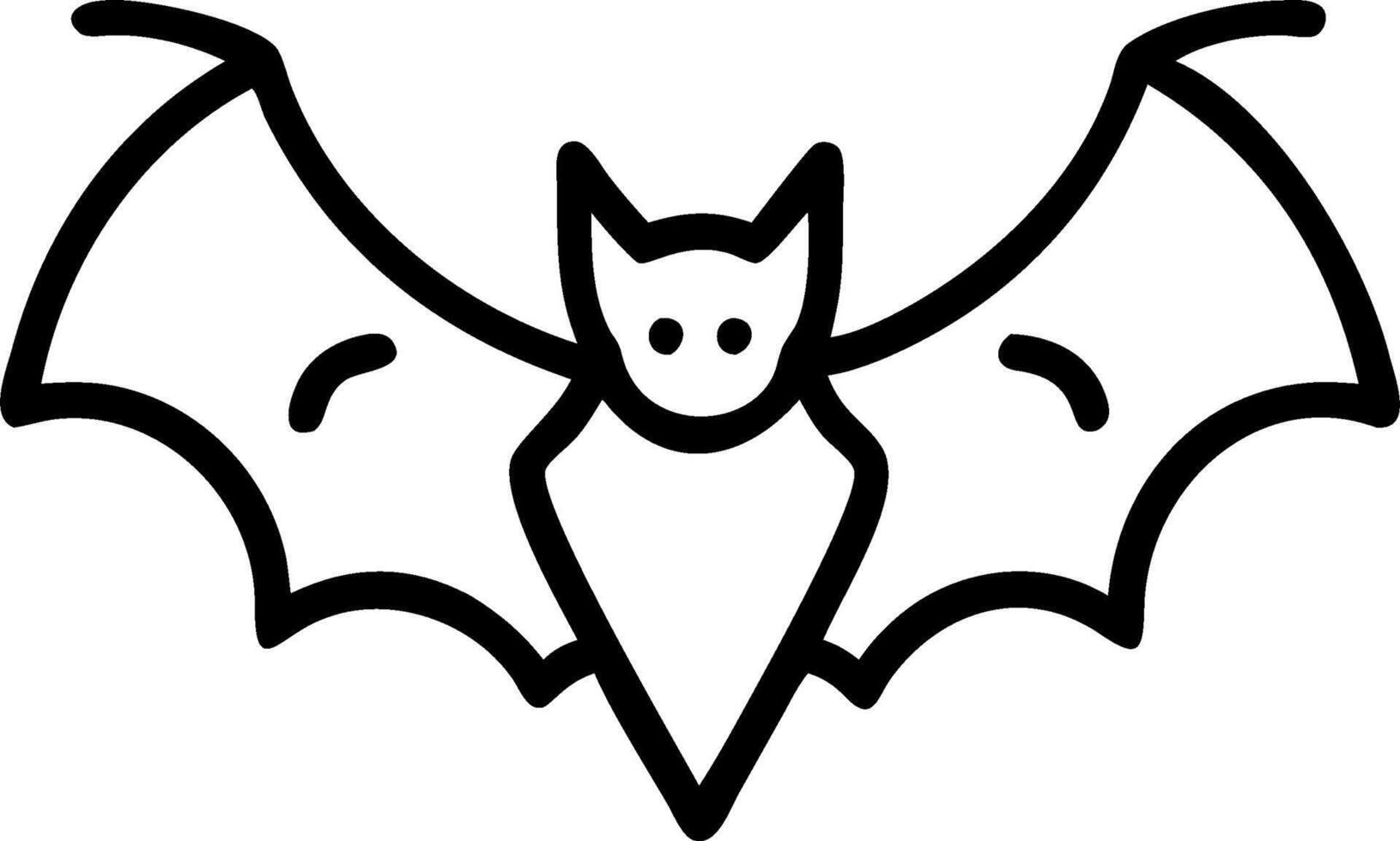 A black and white drawing of a bat vector