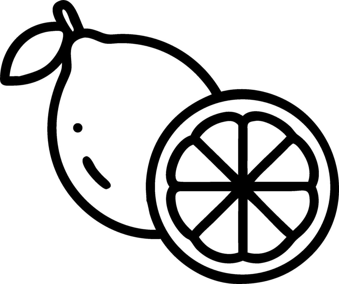 A lemon and slice of fruit are shown in this drawing vector