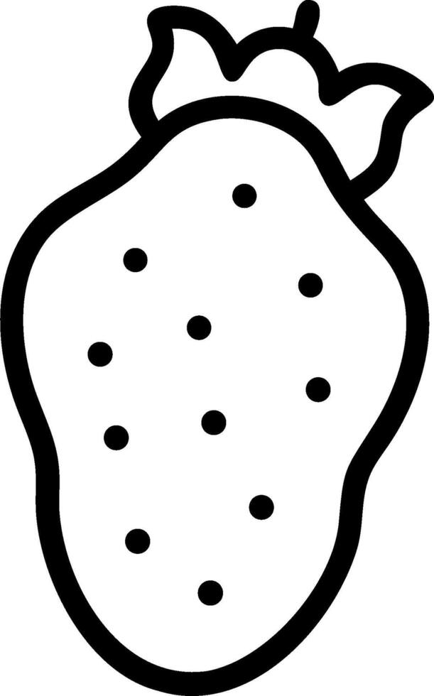 A strawberry is shown in black and white vector