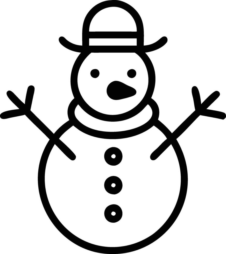 A black and white snowman with hat and arms vector