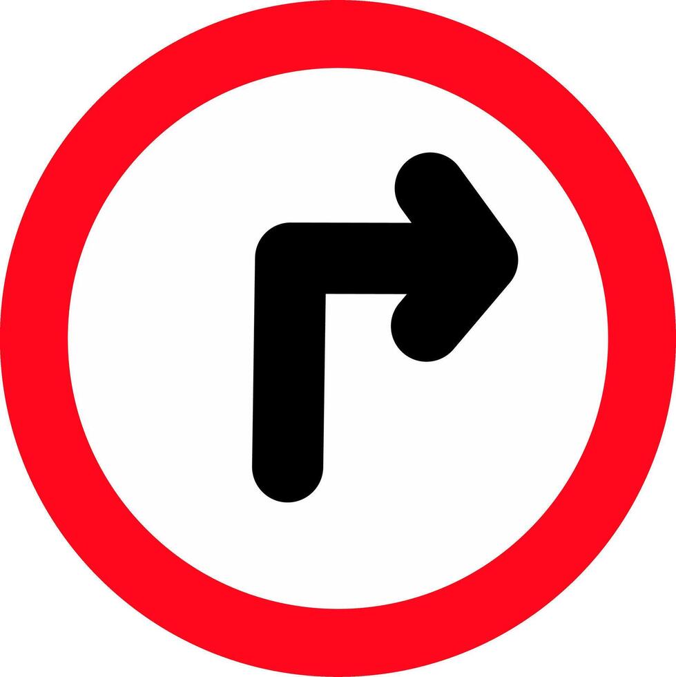 Turn right ahead signs on road illustration of traffic signs, prohibition of turning left. vector
