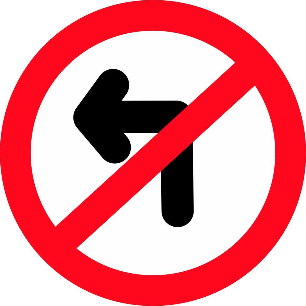No left turn signs on road illustration of traffic signs, prohibition of turning left. vector