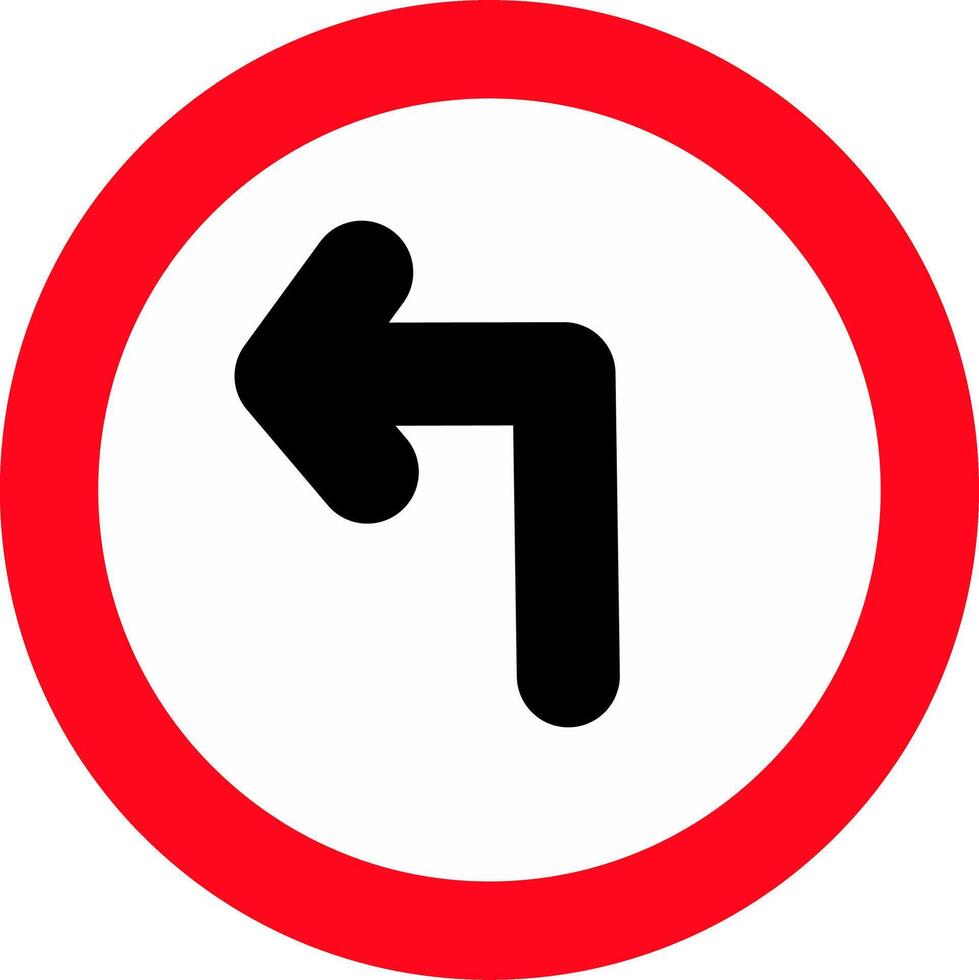 Turn left ahead turn signs on road illustration of traffic signs, prohibition of turning left. vector