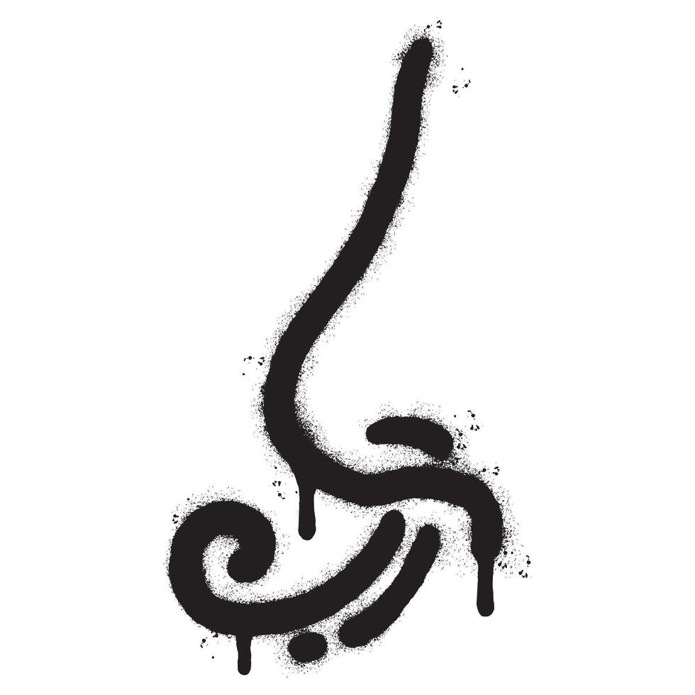Spray Painted Graffiti nose icon isolated on white background. Nose and smell. the action of inhaling a scent. vector