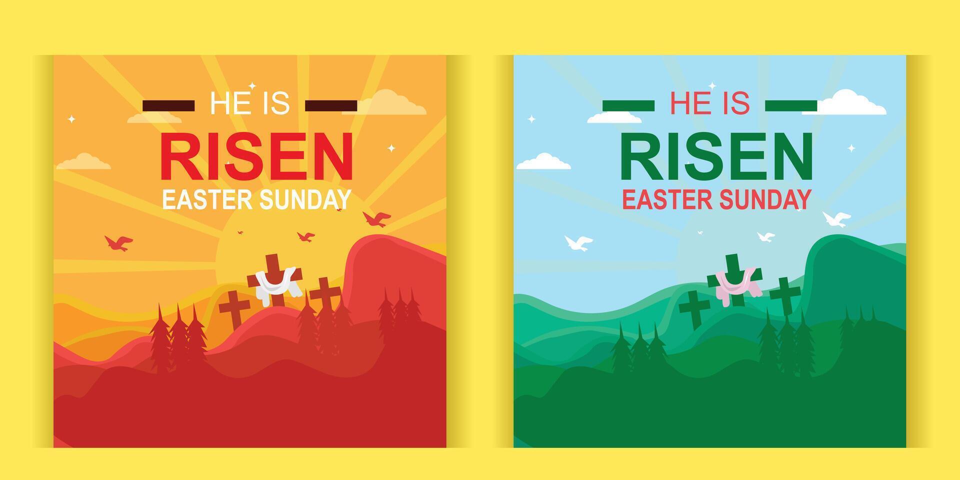 Good Friday, Easter Sunday, Saturday holiday, Maundy Thursday, social media post poster, postcard, background, backdrop, template, greeting card vector