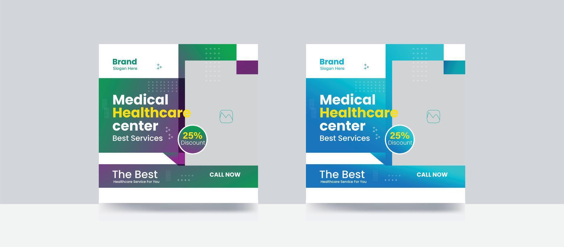 Medical social media post hospital clinic banner cover healthcare post medical cover template vector
