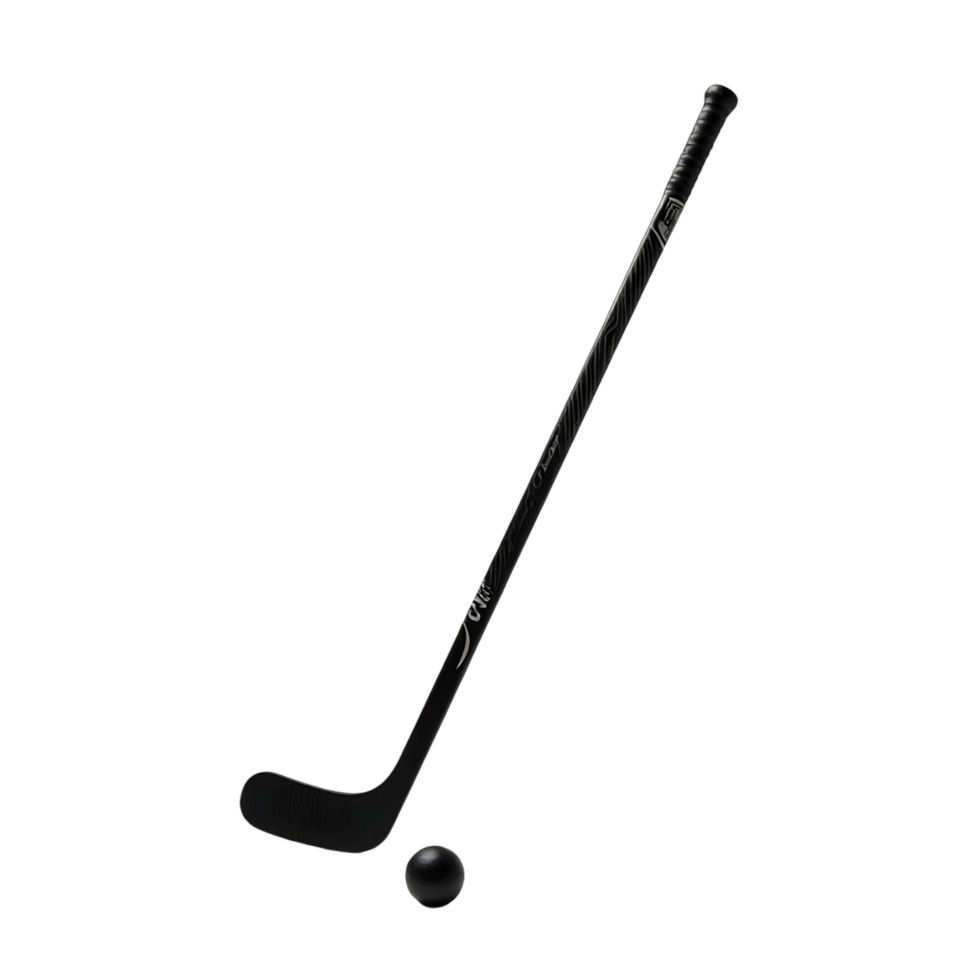 Black Hockey Stick and Ball png