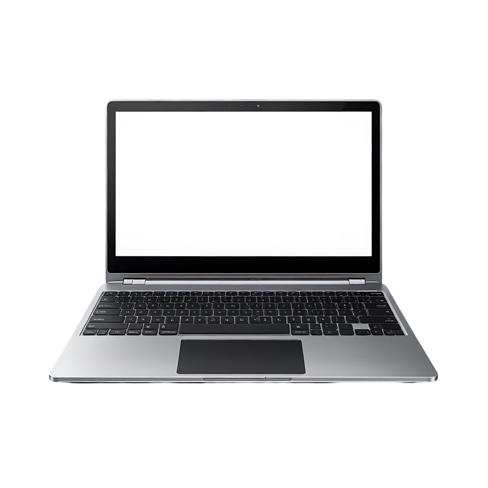 Sleek Silver Laptop with Blank Screen png