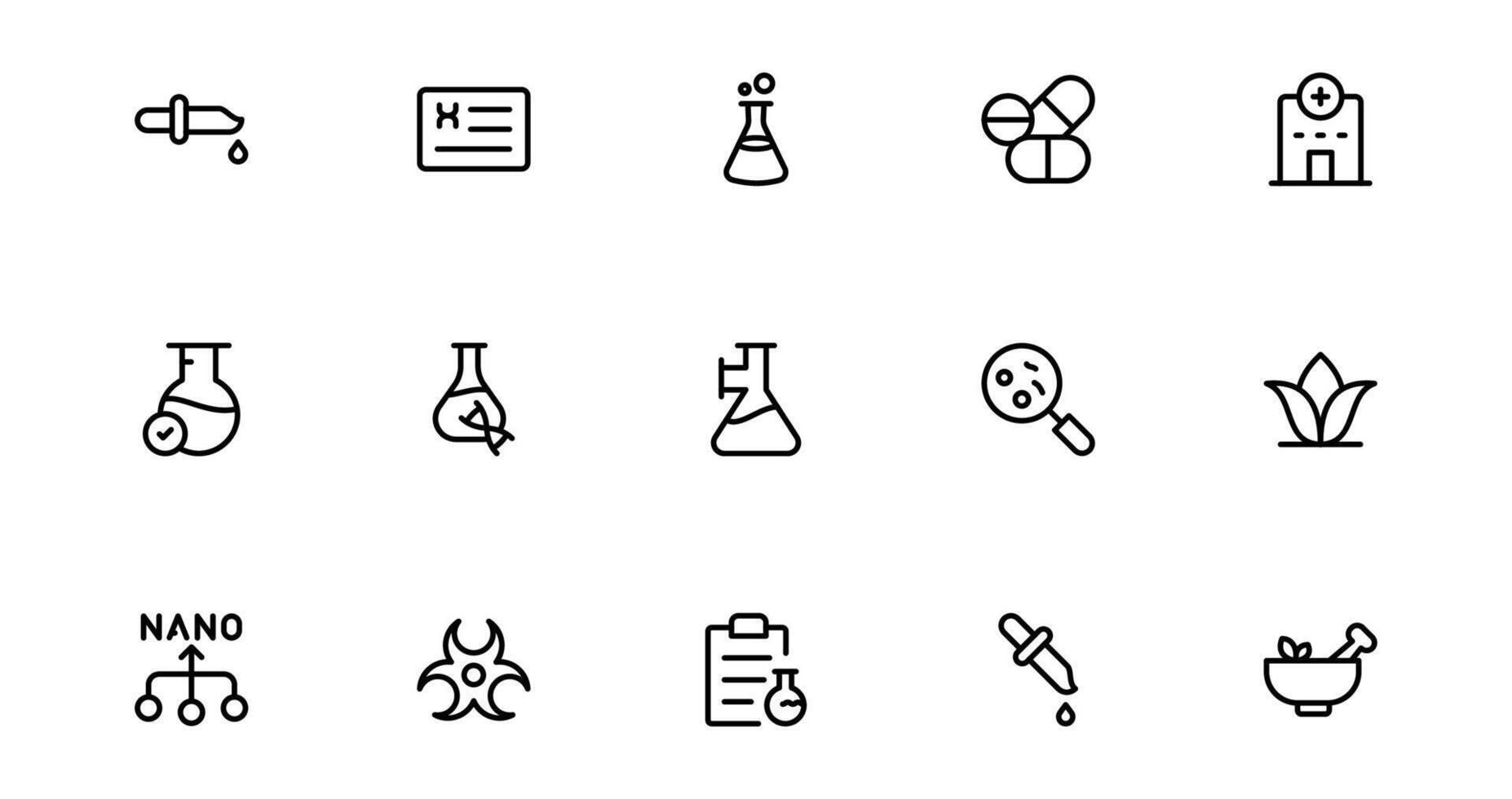 Set Laboratory and Test Icons Bundle Collection. Perfect for Scientific, Medical, and Research-Based Projects to Enhance Your Designs. vector