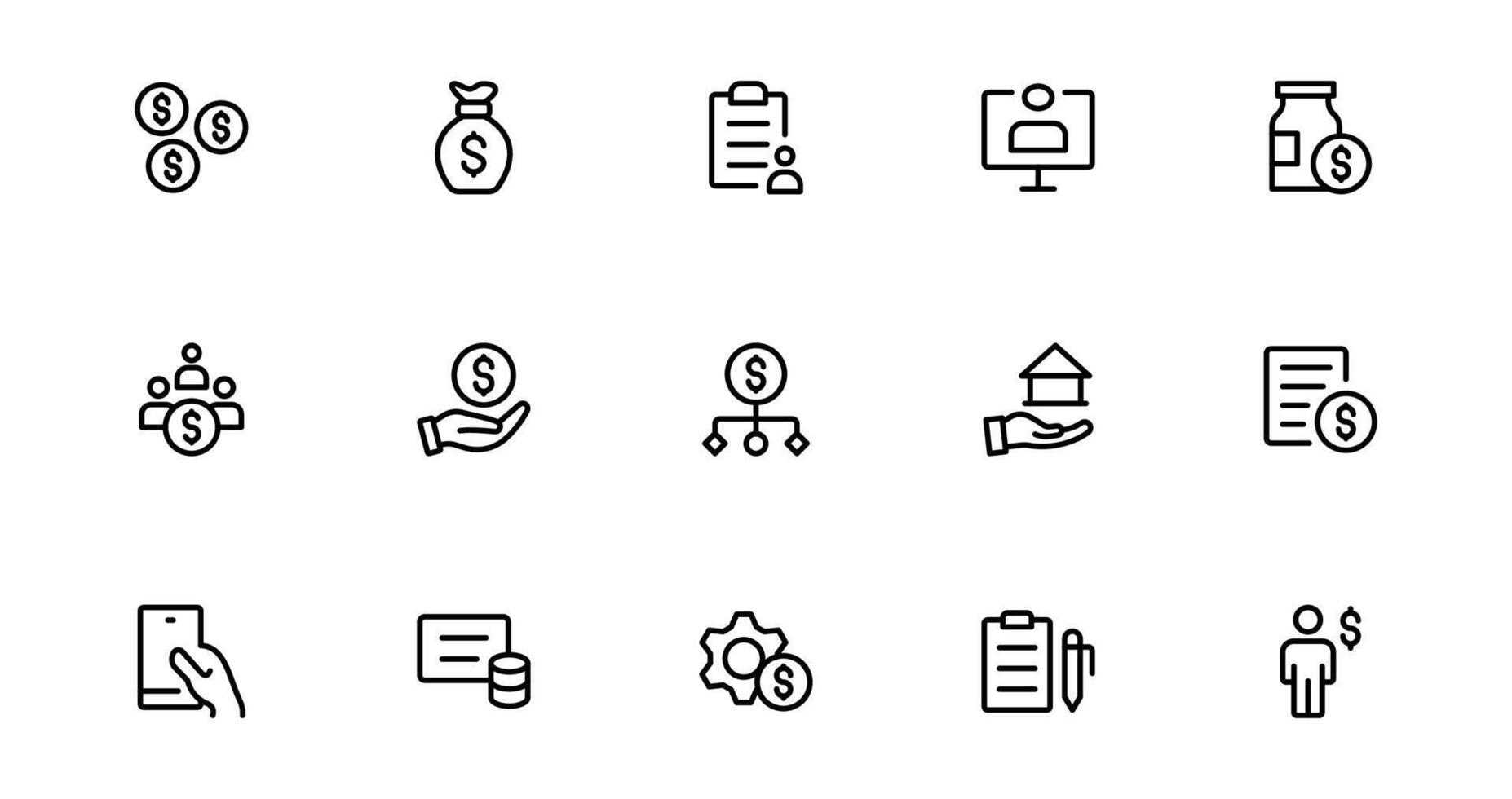 Personal Finance Designs with Essential Icons pack for Budgeting and Saving. Perfect for Financial Apps, Websites, and Mobile Solutions. vector
