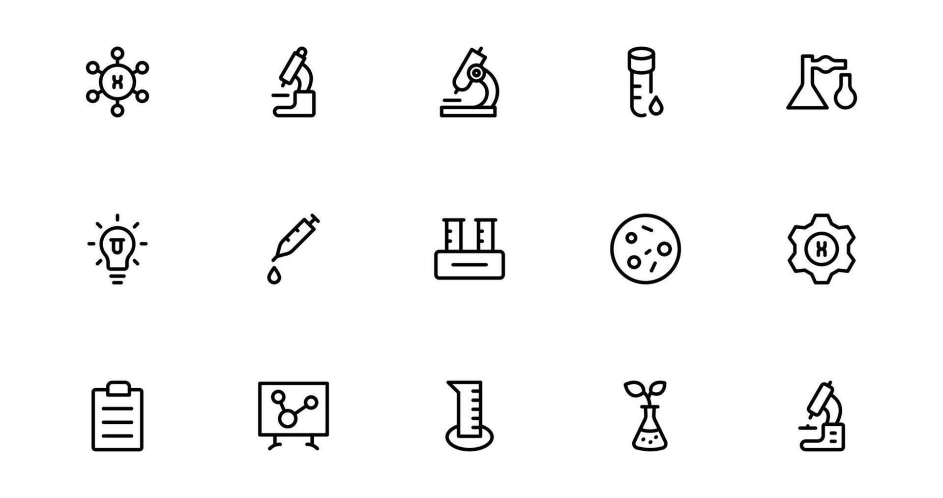 Set of Laboratory and Test Icons for designs. Perfect for Scientific, Medical, and Research-Based Projects to Enhance Your Designs. vector