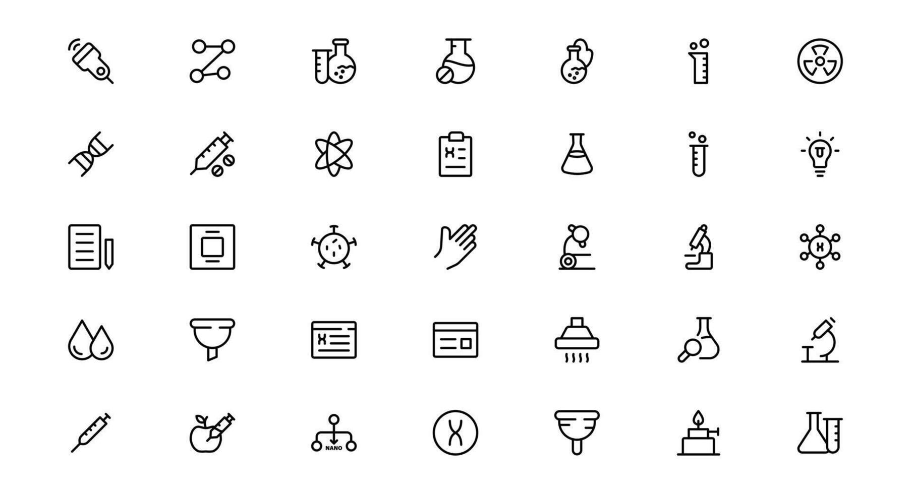 Set of Laboratory and Test Icons and set Bundle. Perfect for Scientific, Medical, and Research-Based Projects to Enhance Your Designs. vector
