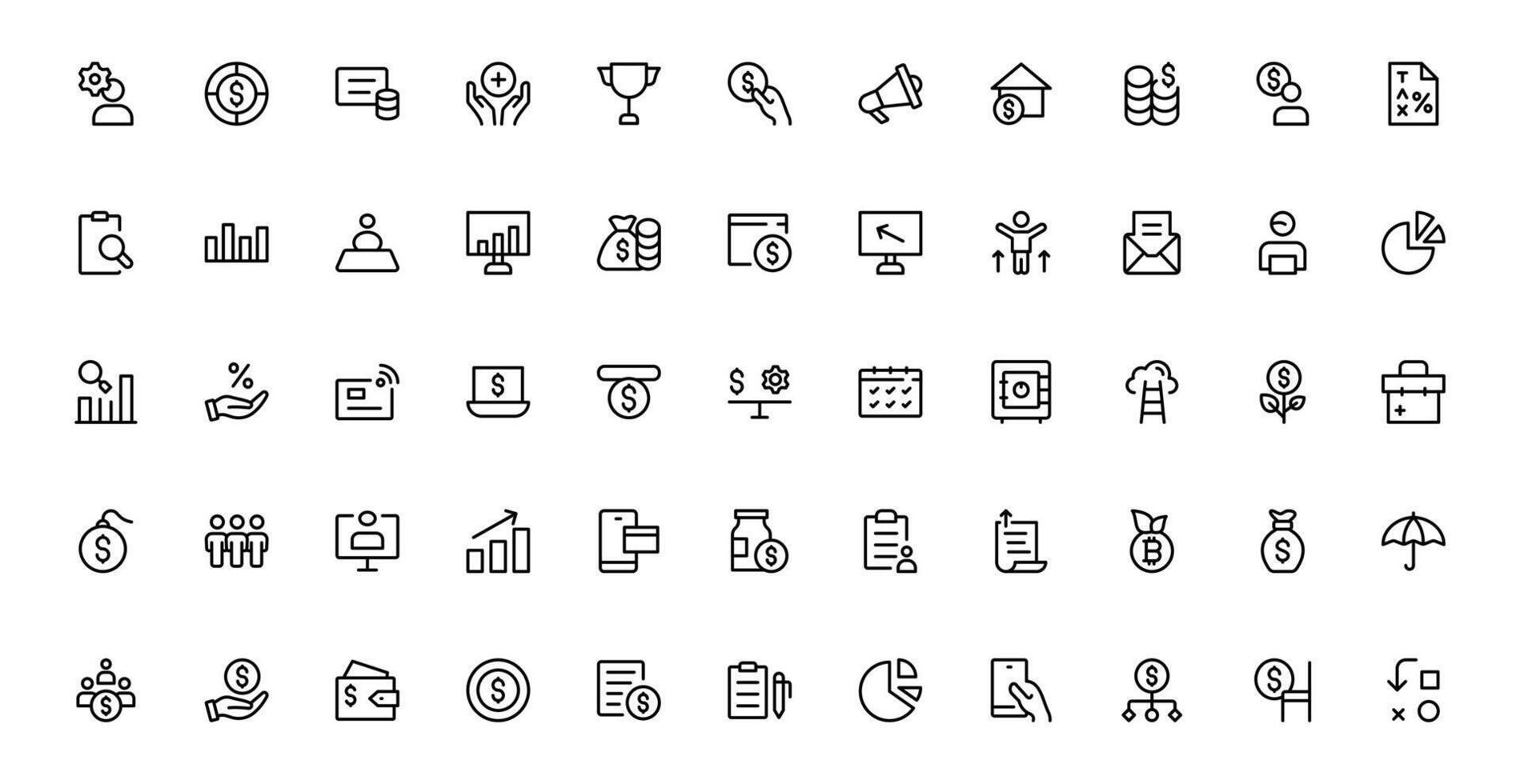 Personal Finance Designs with Essential Icons package for Budgeting and Saving. Perfect for Financial Apps, Websites, and Mobile Solutions. vector