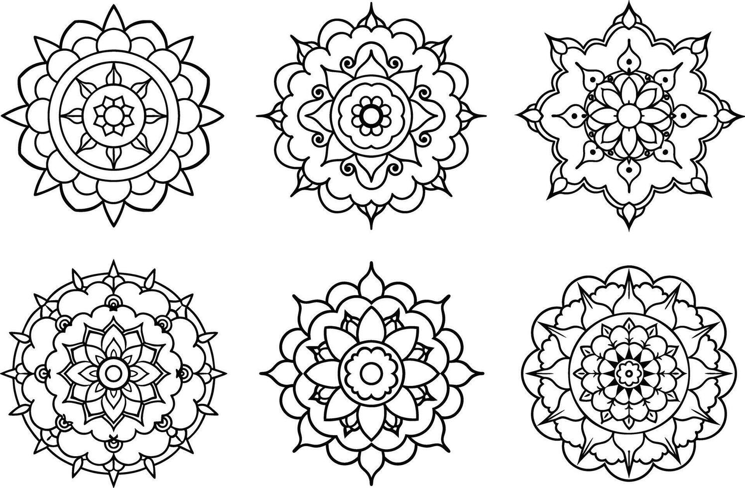 Mandala Pattern Collection for Relaxed Coloring vector