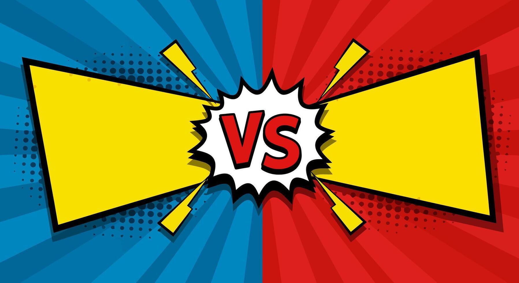 Versus Concept in Comic Book Style with Rays and Yellow Boxes vector