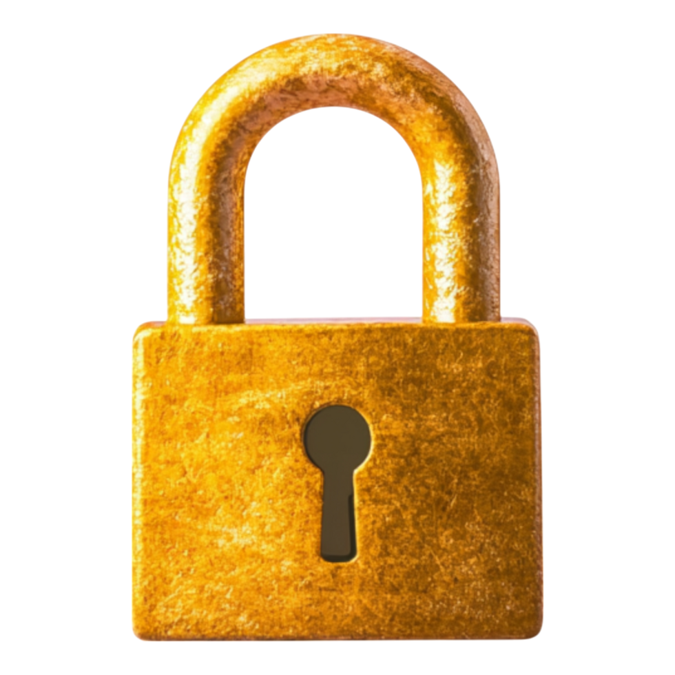 Golden Padlock with Keyhole for Security Concept png