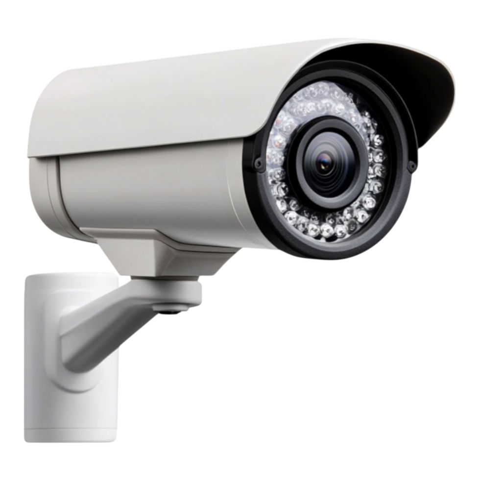 High-Resolution Security Camera Mounted on Wall for Surveillance and Protection png