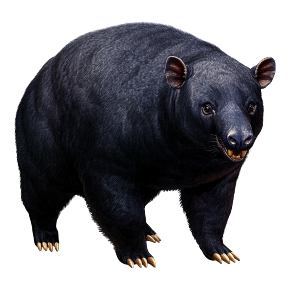 Realistic 3D Illustration of a Black Bear Character Standing on Four Legs png