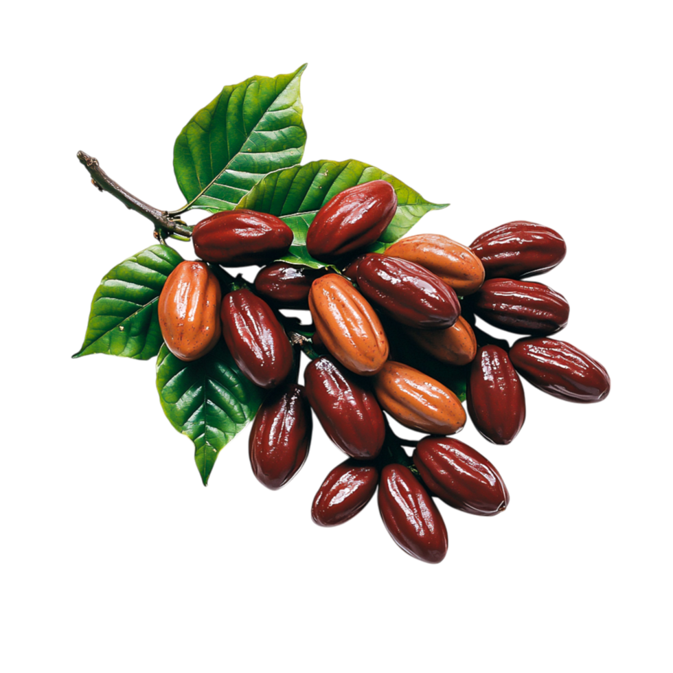 Fresh Cacao Pods with Leaves png