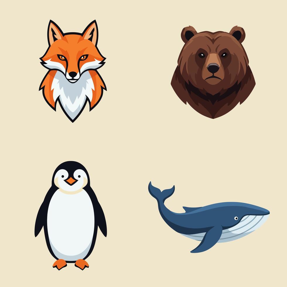 Diverse Animal Grouping Illustration Set vector