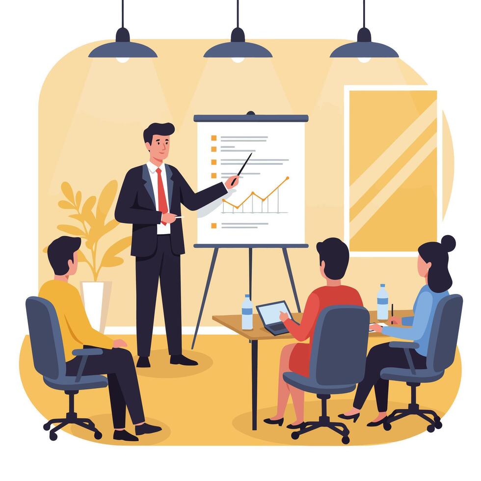 Presentation Showing Meeting Attendees in Training Session vector