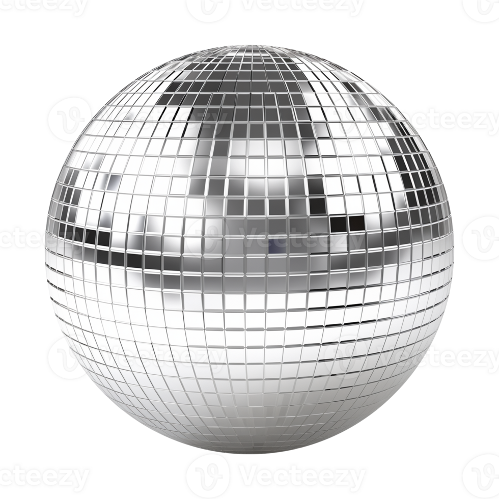 Silver Disco Ball Isolated on Transparent Background png