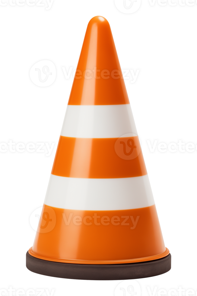 Traffic Cone Orange and white Isolated on Transparent Background png