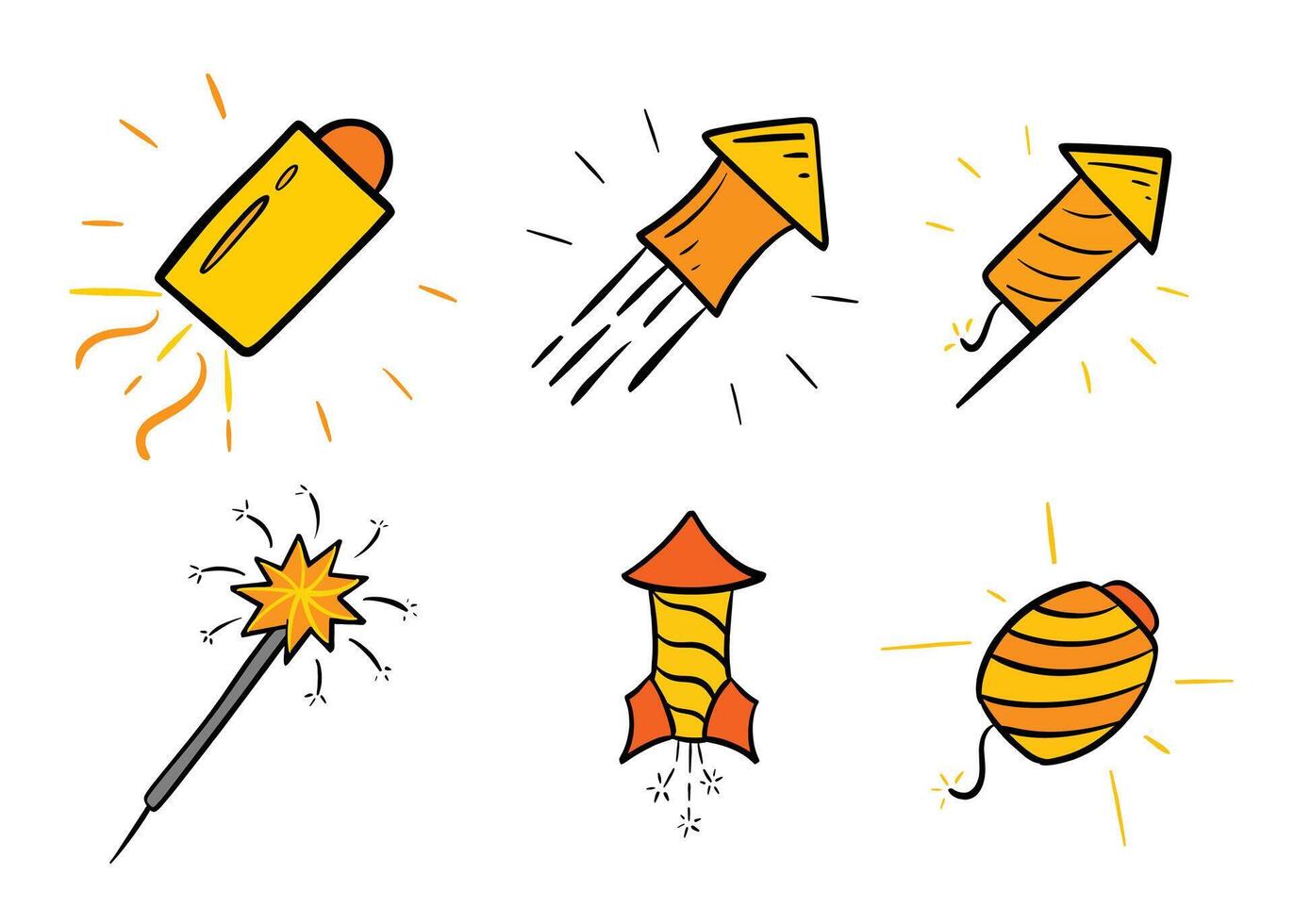 Diwali Firecracker Icons Set vector
