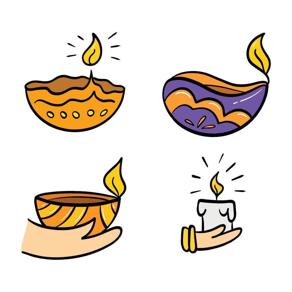 Hand-Drawn Diya for Diwali vector