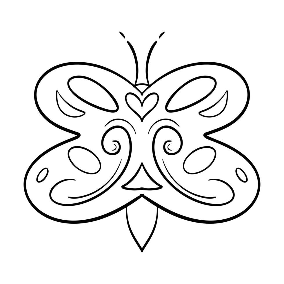 Abstract Butterfly Tattoo Line Art vector